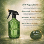 Amzgo 2 Pack Small Watering Can for Indoor Plants, 20 oz Metal Plant Watering Can with Long Spout for House Plants, 13.5 oz Glass Plant Mister Spray Bottle for Bonsai Garden Flowers Decorative