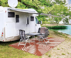 GENIMO Outdoor Rug 6' x 9' Waterproof for Patios Clearance, Reversible Plastic Straw Camping Carpet, Large Area Rugs Mats for RV, Picnic, Backyard, Deck, Balcony, Porch, Beach, Brick&Red