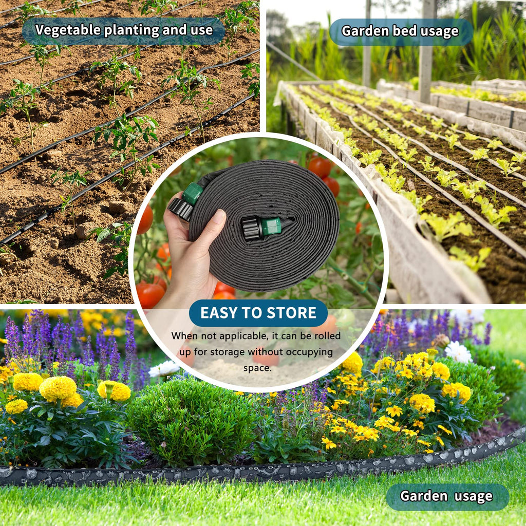 Suneed 4 Pack Flat Soaker Hose 25FT for Garden Beds, Lightweight Drip Soaker Hose 100 ft for Foundation Watering of Plants – Garden Sprinkler Soaker Hoses with Heavy Duty & Easy to Install (25ftx4)