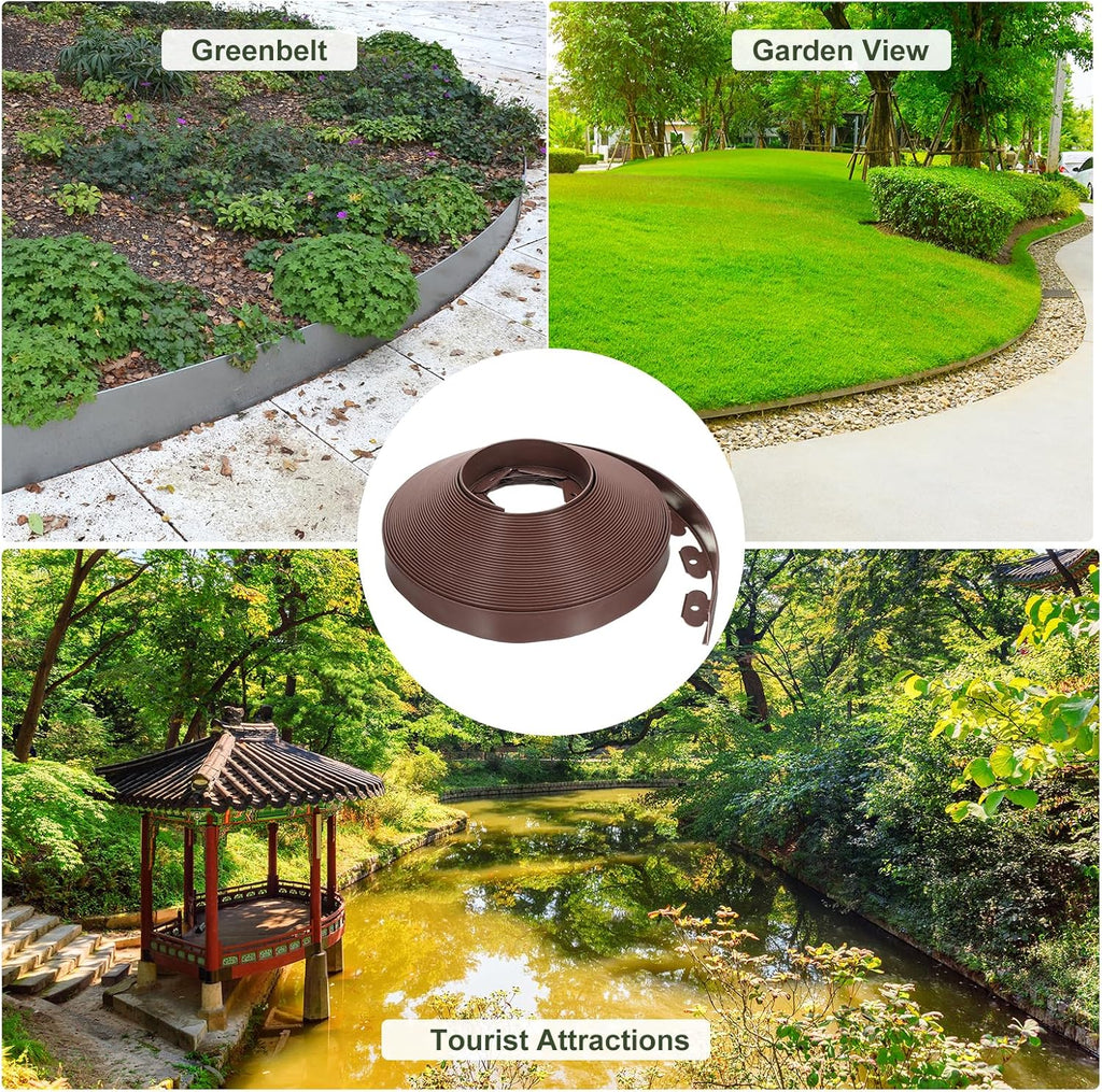 uxcell Landscape Edging, 1Pcs 100FT x 2" - No Dig Garden Edging Kit with 93 Stakes, Landscape Edging Border for Garden Lawn Flower Bed Yard Grass (Brown)