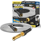 BIONIC STEEL PRO Metal Garden Hose 50 Ft with Nozzle, 304 Stainless Steel Water Hose, 50 Ft Garden Hose Tough & Flexible, Lightweight, Crush Resistant, Kink & Tangle Free, Rust Proof - 2025 Model