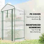 Outsunny 3 Tier Mini Greenhouse with Screen Roof, 27.6" x 19.7" x 50", Portable Small Greenhouse with High Strength PE Cover, Roll-Up Zipper Door for Garden Yard Backyard, White