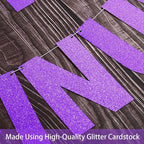 TaoBary 112 Pcs DIY Letter Kit Glitter Customizable Banner Letters Include 107 Letters and Numbers 3 Rope and 2 Needles for Birthday Halloween Christmas Wedding Valentine Party Decor(Purple)