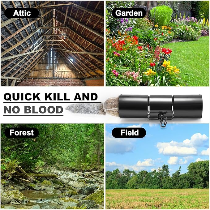 Qualirey Tube Squirrel Trap Rust Resistant Trap 4.5'' in Diameter with a Setting Tongs for Backyards Patios Gardens, Safe and Effective Pest Control Commercial and Residential Use(1 Pcs, 15 Inch)