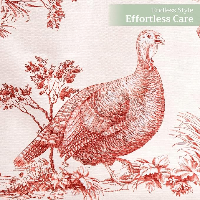Maison d' Hermine Table Runner 100% Cotton Single Layer Table Runners 72 inches Long for Thanksgiving Christmas Decorations Home Kitchen Dining Party Wedding (Holy Jouy - Red, 14.5" x 72")