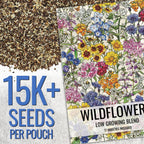 Seed Needs Low Growing Wildflower Flower Seeds for Planting | 10 Packs (1 Ounce Each) Mixture/Blend 17 Varieties | Resealable Package Multicolored Blooms Open Pollinated Mixed Species | Bulk