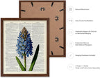 Poster Master Dictionary Art Poster - Blue Hyacinth Print - Flower Art - Floral Art - Gift for Men, Women & Florist - Minimal Decor for Bedroom, Office, Dorm or Flower Shop, 8x10 Brown Framed