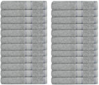 Casa Lino Face Towels & Body Wash Cloths for Showering - 100% Cotton Wash Cloths for Bathroom - Highly Absorbent & Quick Drying Washcloth Set - Cotton Washcloths 24 Pack (12" x 12") - (Silver Grey)