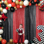 Sugargirl Red Sequin Backdrop Curtain 4 Panels 2FTx8FT Glitter Red Background Drapes Sparkle Photography Backdrop for Party Wedding Birthday Wall Decoration
