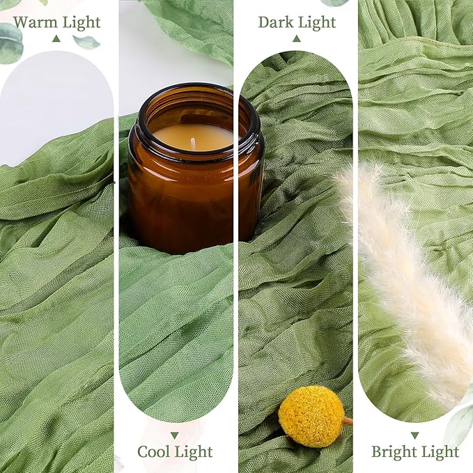 24 Pack Sage Green Cheesecloth Table Runner 10FT Long Boho Gauze Table Runner Rustic Sheer Runner for Wedding Bridal Baby Shower Birthday Party Table Decor Thanksgiving Christmas Decorations