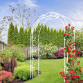 Metal Garden Arch 98.4" H Garden Arbor Trellis for Outdoor Climbing Plants Support Rose Lawn Tall Super Large Event Arch(XL, Cream White)