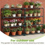Ohuhu Plant Greenhouse Shelves 4 Tier 2 Pack Extra-Wide Stable Green House Shelving for Outdoor, 35x12x42 Inch Portable Rustproof Metal Shelf Plant Stand Rack Greenhouse Accessories