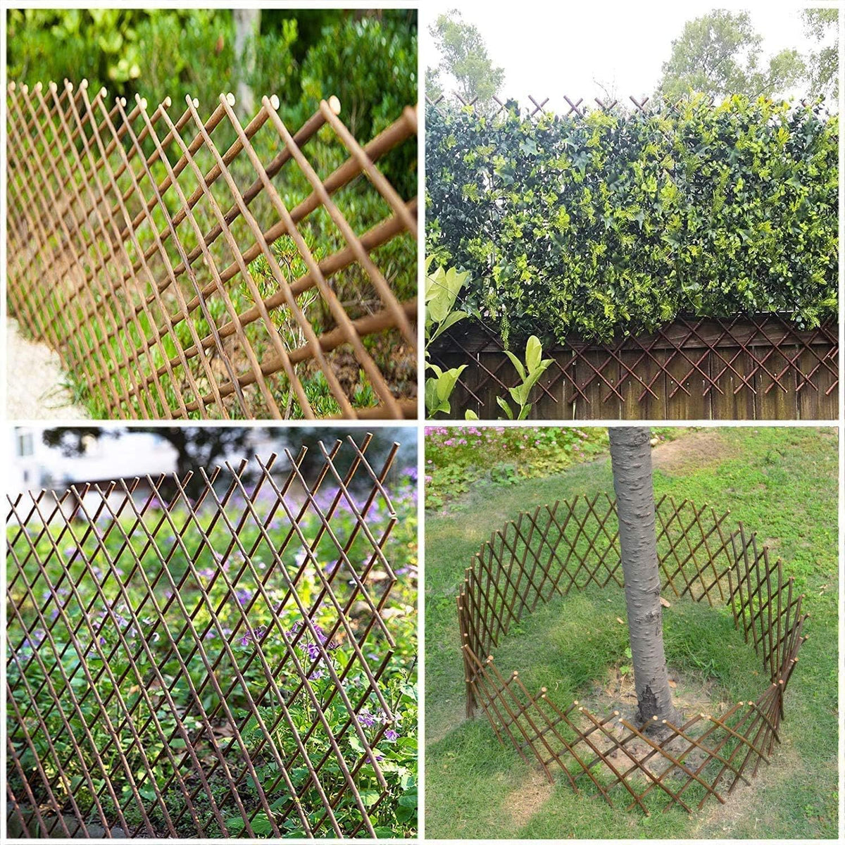 Expandable Willow Trellis for Climbing Plants Outdoors,Nature Garden Fence Lattice Panels for Outside Plant Support for Vine, Ivy, Rose, Cucumbers, Clematis 36x92 Inch(4PC)
