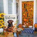 Floral Chocolate Lab Garden Flag Fall Yard Flag Wildflower Labrador Dog Garden Flags Orange Autumn Lawn Flags Welcome Thanksgiving Outdoor Flags for Outside 12x18 Double Sided Small