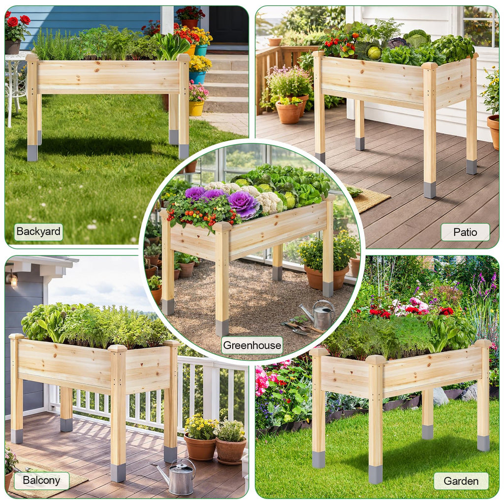 MIXC 331lb Capacity Sturdy Wooden Raised Garden Bed Outdoors with Legs