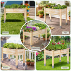 MIXC 331lb Capacity Sturdy Wooden Raised Garden Bed Outdoors with Legs
