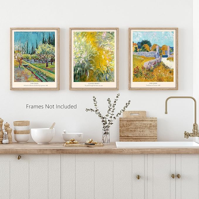 AIOAIFUT Famous Impressionist Artists Van Gogh Claude Monet Vintage Wall Art Prints, Set of 4, 8x10 inches, Unframed