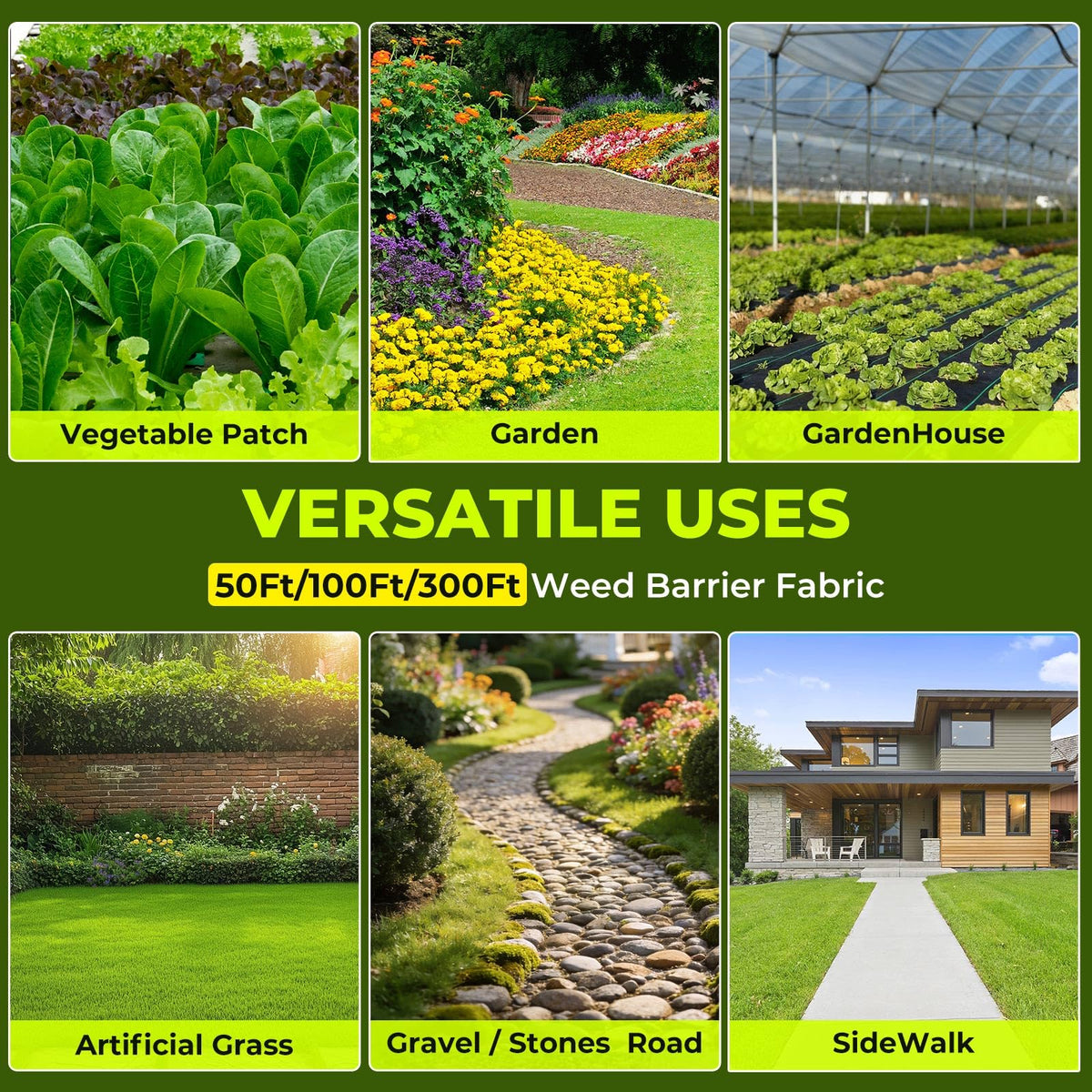 4ft x 300ft Weed Barrier Landscape Fabric, 3.2oz Heavy Duty Woven Fabric