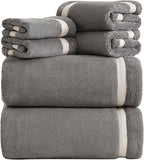 Bath Towel Set，Premium Microfiber Bathroom Towel-2 Extra Large Bath Sheets,2 Hand,2 Washcloths,Super Soft Highly Absorbent Luxury Shower Towels for Bathroom(Dark Grey 6Piece)