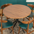 DKLGG Round Dining Table, 39" Mid-Century Modern Round Kitchen Table for 4-5 People, w/1.18" Thickness Tabletop & Black Metal Legs Leisure Table for Kitchen Dining Restaurant Furniture