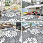Ileading Reversible Outdoor Rug 9x12Ft Waterproof Patio Rug Carpet Portable Outdoor Plastic Straw Rug Large RV Camping Mat Rug for Patio, Clearance, Deck, Beach, Porch, Camping, Picnic, Grey
