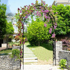 Metal Garden Arch 98.4" H Garden Arbor Trellis Climbing Plants Support Rose Arch Outdoor Lawn Wedding Party Events Archway Black