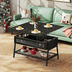 WLIVE Lift Top Coffee Table, 3 in 1 with Hidden Compartment, Multi-Function Coffee Table Converts to Dining Table for Living Room,Charcoal Black