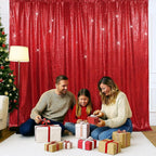 SquarePie Sequin Backdrop Less Transparent Background Sparkly Curtain for Wedding Party 20FT x 10FT Red