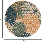Nourison Home Aloha 8' x Round Blue Green Fabric Tropical Area Rug (8' Round)