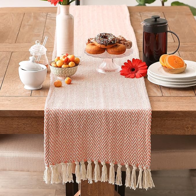 DII Woven Basic Tabletop Collection, Chevron Table Runner, 15x72, Spice