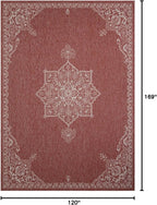 Unique Loom Outdoor Traditional Collection Area Rug - Antique (10' x 14' 1" Rectangle Rust Red/Ivory)
