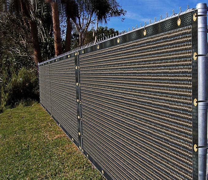 Ifenceview 6'x1' to 6'x100' Brown Shade Cloth Panels Fence Privacy Screen Fabric Mesh Net for Construction Site Yard Driveway Garden Railing Pool Balcony Canopy Awning 160 GSM (6' x 56')