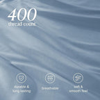 Bare Home 100% Organic Cotton Sateen Duvet Cover Set - 400 Thread Count - Smooth Sateen Weave - Warm & Luxurious - Duvet Cover (King/Cal King, Dusty Blue)