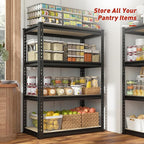 REIBII Storage Shelves Adjustable Metal Shelving 1600LBS Garage Shelves Industrial Metal Shelves 4 T ier Garage Shelving for Warehouse Basement Kitchen Pantry Closet, 11.8" D x 23.6" W x 56.7" H