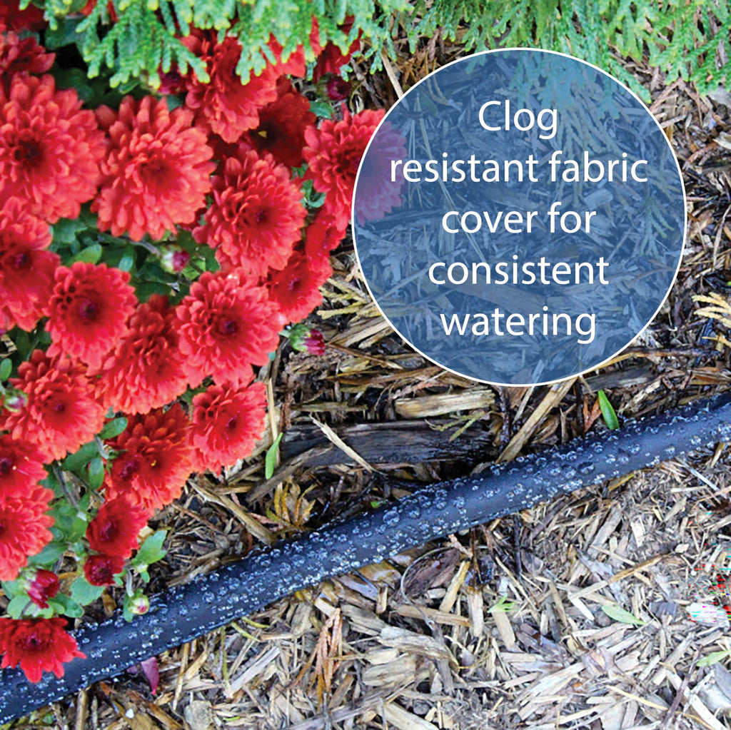 Gilmour 25' Black Flat Weeper Soaker Hose for Garden Beds, Drip Irrigation Outdoor Hose, Flexible Garden Hose for Vegetable Gardens, Flower Beds, Lawns, and Orchards