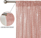 Sugargirl Rose Gold Sequin Backdrop Curtain 4 Panels 2FTx8FT Glitter Rose Gold Background Drapes Sparkle Photography Backdrop for Party Wedding Birthday Wall Decoration