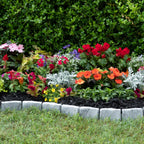 EasyFlex No-Dig Landscape Edging with Anchoring Spikes, 2.7 in Tall Decorative Stone-Look Garden Border, 15 Foot Kit, Slate Gray