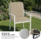 Outdoor Chair Cushions, Water-Resistant & Fade-Resistant, Patio Furniture Lawn Dining Chair Seat Replacement with Mid Back, Ties Zipper, Removable Cover, 18 x 16.5 Inch, Set of 4, Natural