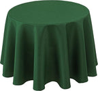 Biscaynebay Textured Fabric Round Christmas Tablecloths 70", Hunter Green Water Resistant Spill Proof Tablecloths for Dining, Kitchen, Wedding, Parties Machine Washable