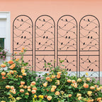 Metal Garden Trellis Rustproof Trellis for Climbing Plants Outdoor Flower Support Bird Deco (Black-4 Pack, 71"x19.7")