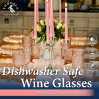 Yungala Pink Wine Glasses, set of 6 pink goblets handcrafted from pink glass (not painted or coated) ensuring your glassware is dishwasher safe and the color won't peel or chip.