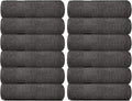 White Classic Resort Collection Soft Washcloth Face & Body Towel Set | 12x12 Luxury Hotel Plush & Absorbent Cotton Washclothes [12 Pack, Charcoal]