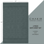 Chakir Turkish Linens, 100% Cotton Premium Quality Turkish Bath Sheets (35''x70'' Large Bath Sheet Towels - Dark Gray)