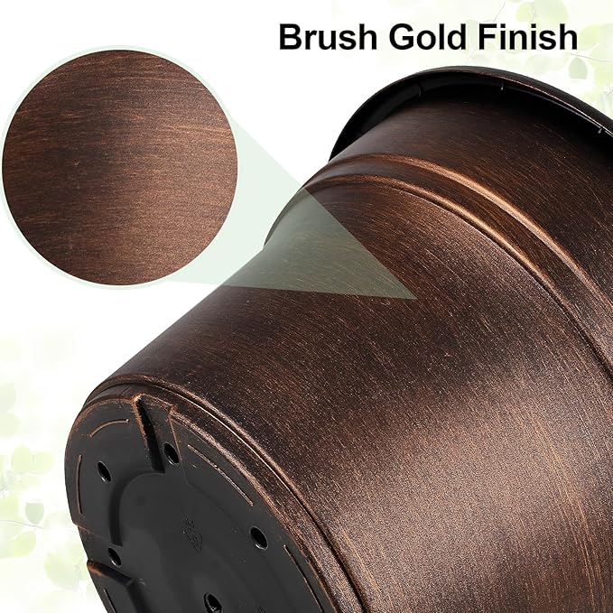 10 Inch Planters Plant Pots Indoor Outdoor, 4 Pack Plastic Flower Pot for Indoor Plants with Drainage Holes & Trays, Resin Decorative Container Sets with Saucer for House Garden Copper