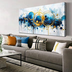 JKWALL77 Big Wall Paintings for Living Room - Blue Abstract Canvas Wall Art - Modern Wall Decor Ready to Hang Size 29" x 59"