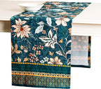 Maison d' Hermine Table Runner 100% Cotton Single Layer Table Runners 108 inches Long for Thanksgiving Christmas Decorations Home Kitchen Dining Party Wedding (Luxury Loft - Dark Teal, 14.5" x 108")