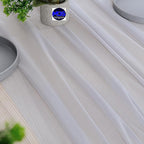 MDS 2 Pack 10ft Chiffon Table Runner 29 x 120 Inches Sheer Wedding Runner Romantic Rustic Table Runner for Wedding Decorations, Birthday Parties, Bridal Shower Party Arch Decor - Cool Gray