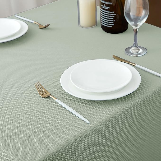 Biscaynebay Square Tablecloth 54x54 Inch-Sage Card Fabric Table Cover-Small Folding Tablecloths Linen Water Resistant Washable for Kitchen Dining Picnic Patio Outdoor Party Restaurant Tables