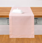 Solino Home Pink Table Runner 90 Inches Long - Cotton Linen Hemstitch 14 x 90 Inch Table Runner for Dining, Fall, Autumn, Thanksgiving, Christmas