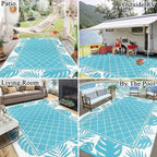 Ileading Outdoor Rug Carpet for Patio 6' x9' Waterproof Reversible Plastic Straw Rug Portable Outside Area Rug Camping Mat for Patio, Clearance, Balcony, Picnic, Pool, Beach, RV, Deck, Leaf Teal